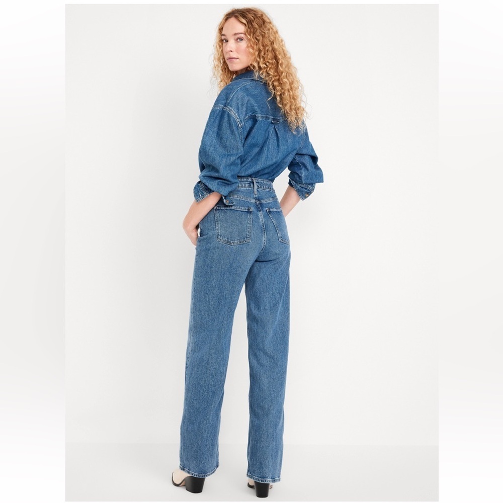 NWT Old Navy Extra High Waisted Wide Leg Jeans Sz 16 Tall, Medium Wash - Picture 3 of 11